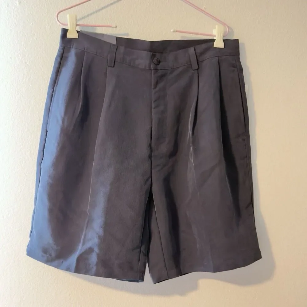 Nautica Rigger Men’s Navy Pleated Shorts Size 34 Oxford Cord Classic Fit